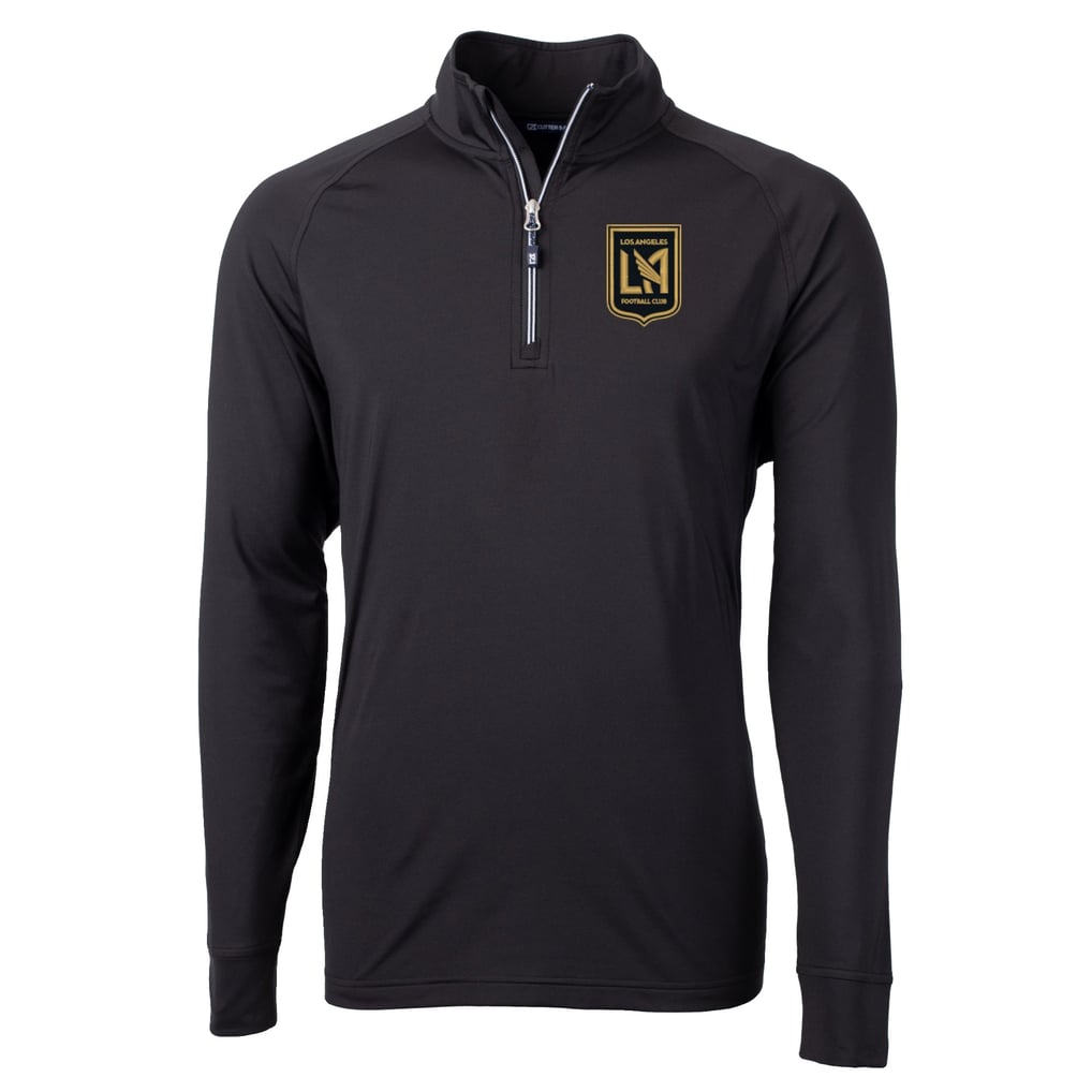  LAFC Cutter & Buck Adapt Eco Knit Stretch Recycled Raglan Quarter-Zip Pullover Top - Black